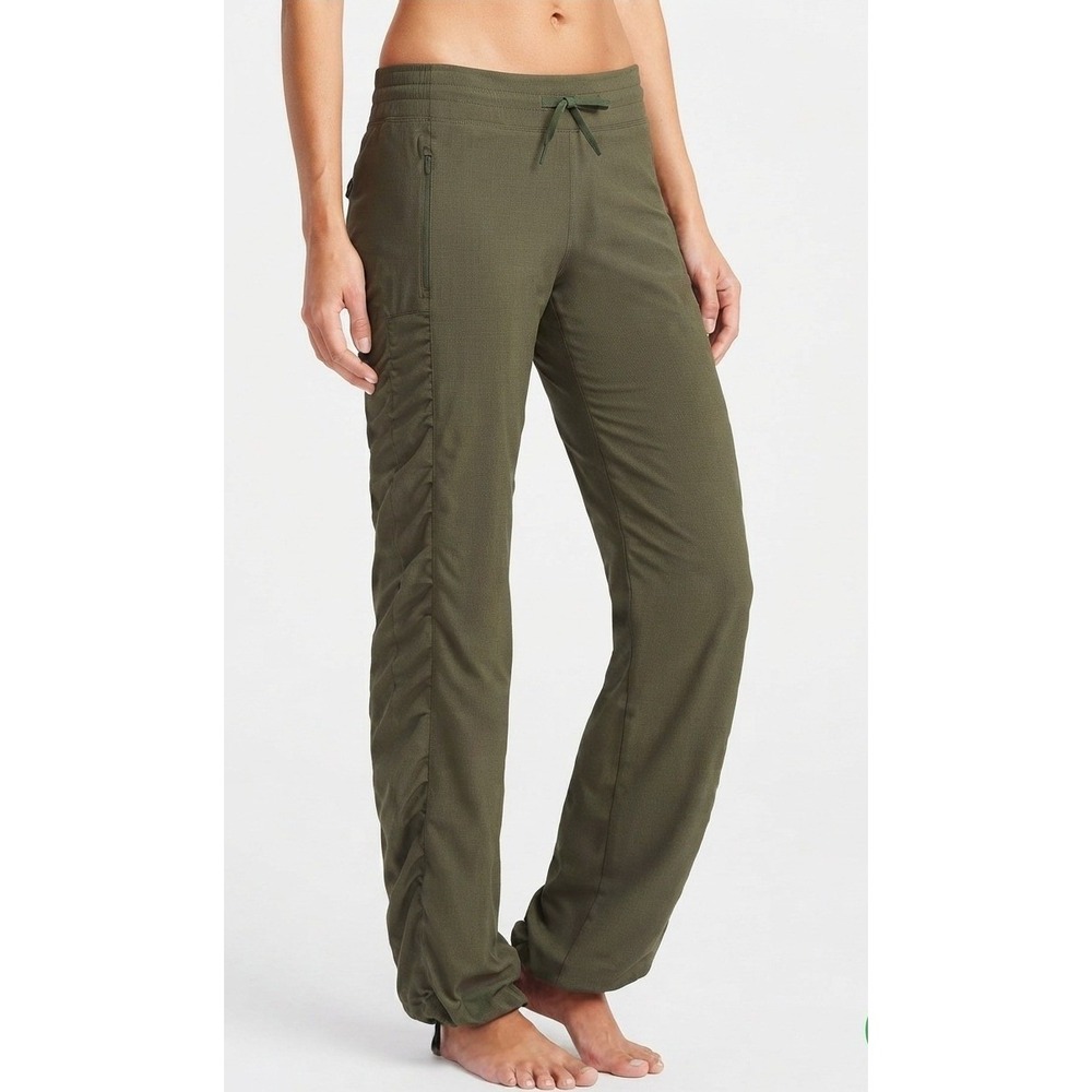 Athleta Womens Lined La Viva Pants Size 8 Olive Green Athleisure Activewear Good